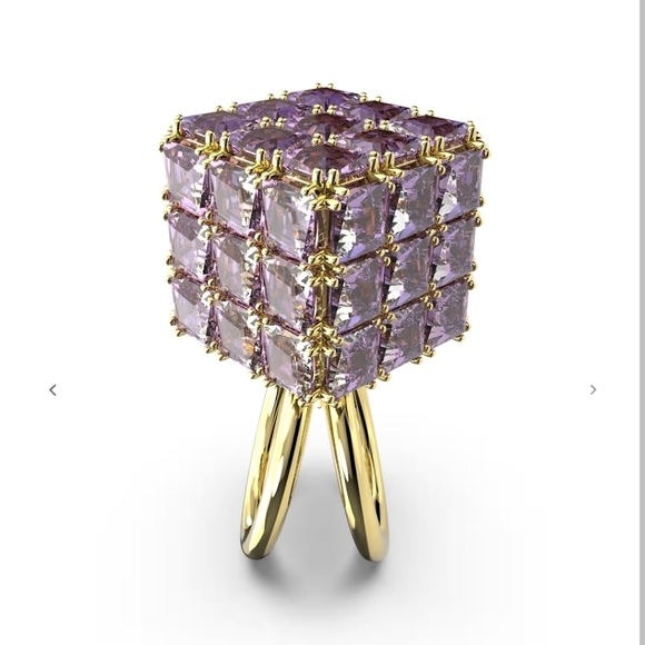💎🔹️Swarovski🔹️ Purple Curiosa Cubic Zirconia Gold Tone Plated Brass Ring - Picture 3 of 9